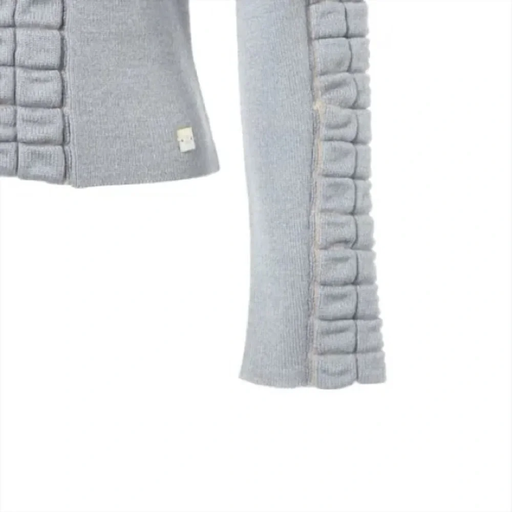 Authentic CHANEL Chocolate bar gray wool turtleneck knit sweater size 38
